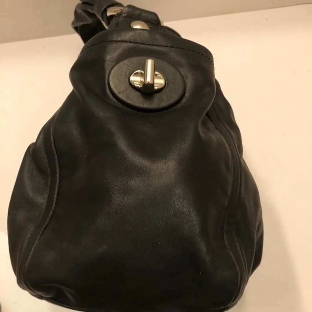 Coach black leather Parker hobo pleaded bag